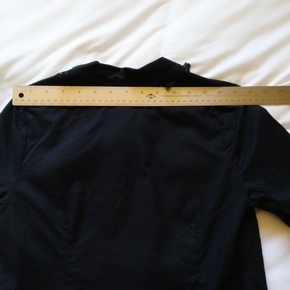 Black cotton 3/4 sleeve button down shirt with lace trim Xhilaration size XS - Picture 8 of 16